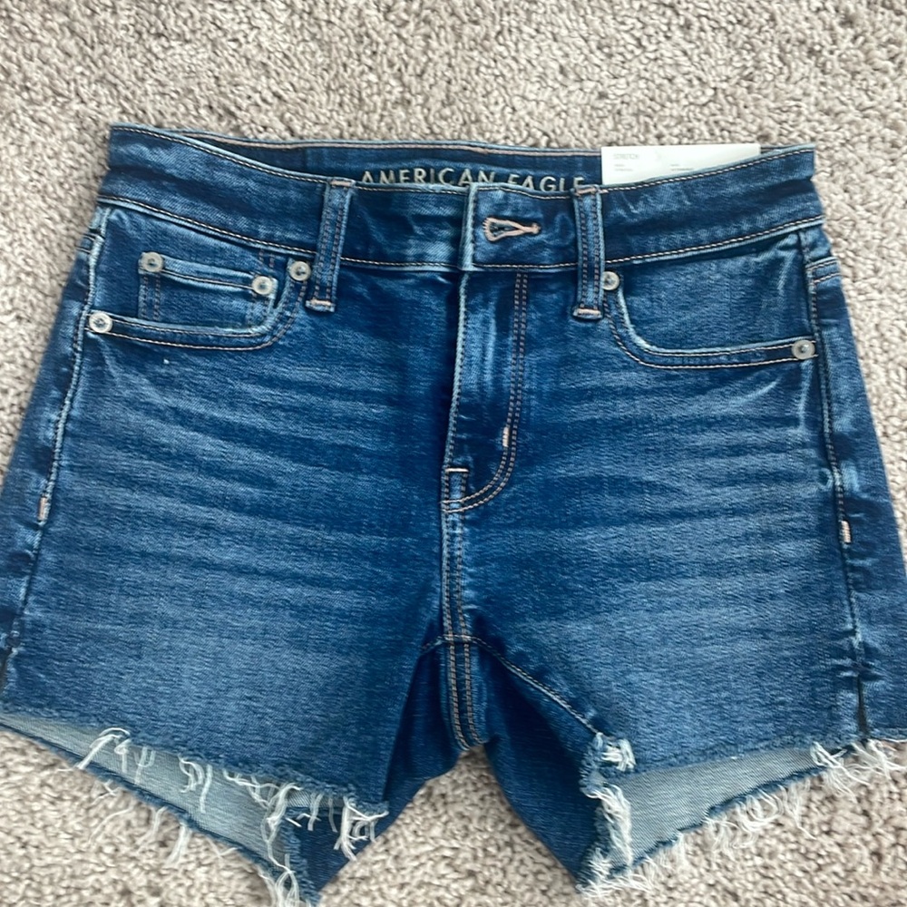 American eagle sz 0 midi stretch denim shorts